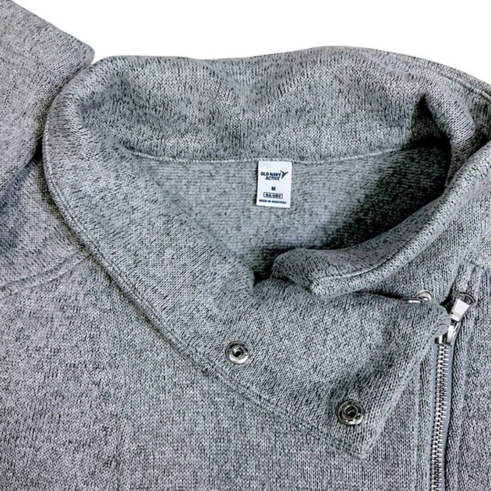 Go Warm Moto Jacket Women Heather Gray Asymmetrical Metal Zip Pockets Zip Up M - Picture 7 of 16